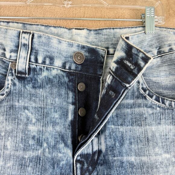 True Religion Geno‎ Jeans Mens 40 Blue Acid Wash Straight Streetwear Y2K Grunge - Picture 6 of 13